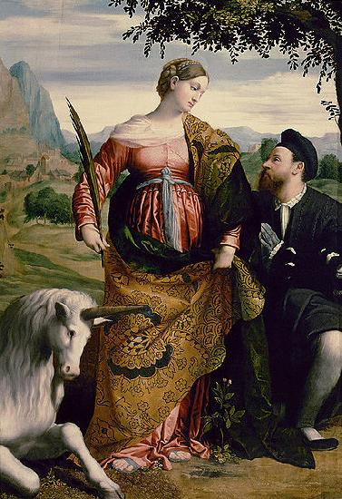 MORETTO da Brescia Saint Justina with the Unicorn